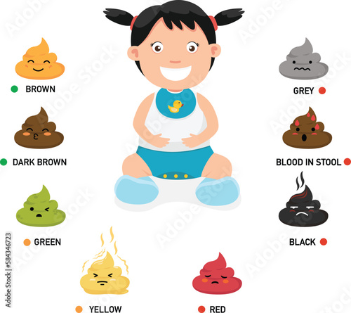 stool color good and bad with children girl vector illustration