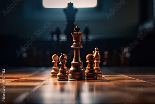 King in chess game represent to leader of the game under the concept of  businness strategy. Generative AI photo