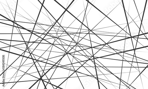 Random chaotic lines. Abstract geometric pattern. Outline monochrome texture.
