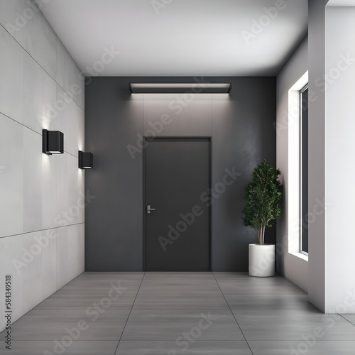 salle vide avec une porte, généré par IA