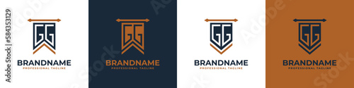 Letter GG Pennant Flag Logo Set, Represent Victory. Suitable for any business with G or GG initials.