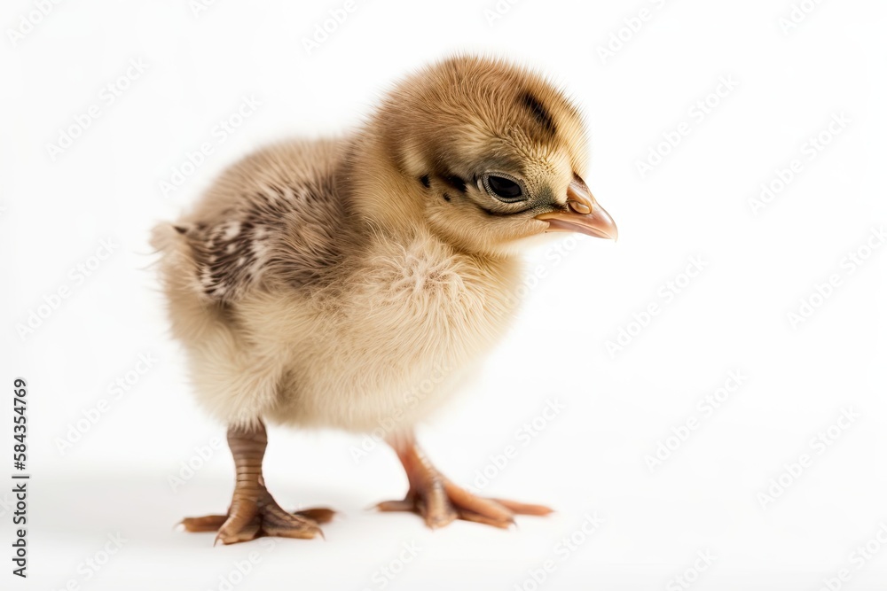 A baby chick on a white background