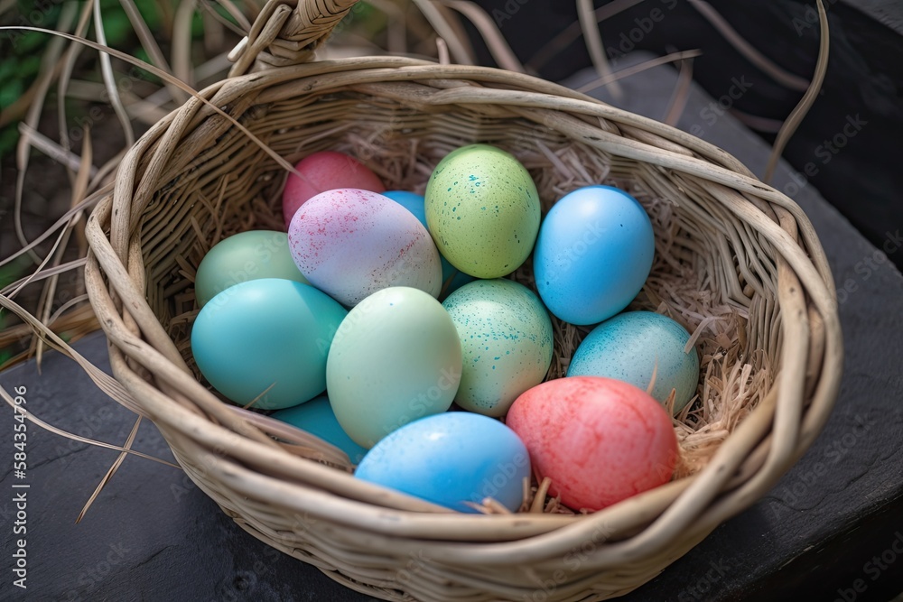 Easter eggs in an Easter basket Easter eggs in an Easter basket