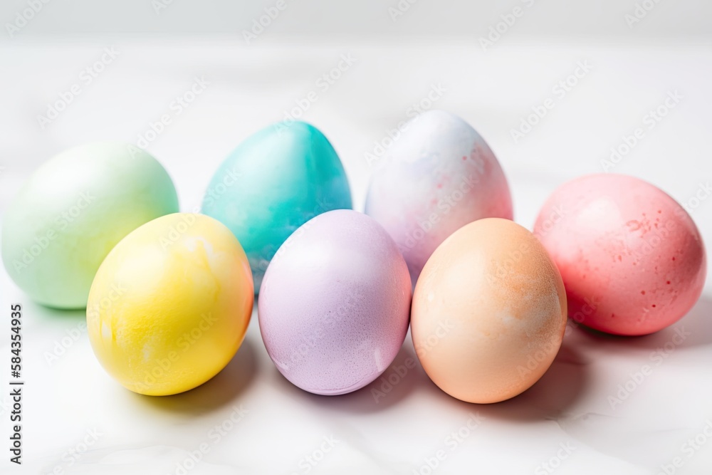 Pastel rainbow Easter eggs Isolated on a white background Pastel rainbow Easter eggs Isolated on a white background