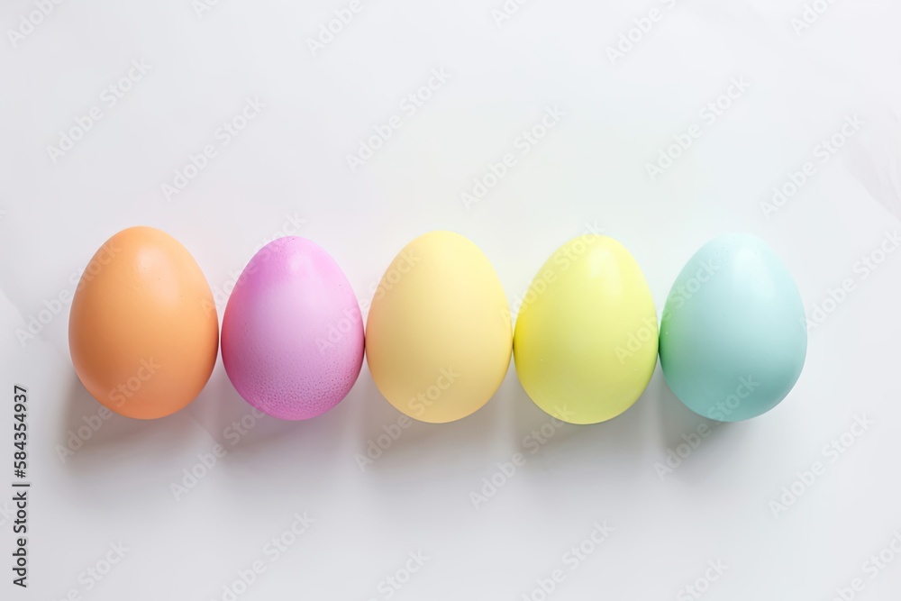 Pastel rainbow Easter eggs Isolated on a white background Pastel rainbow Easter eggs Isolated on a white background