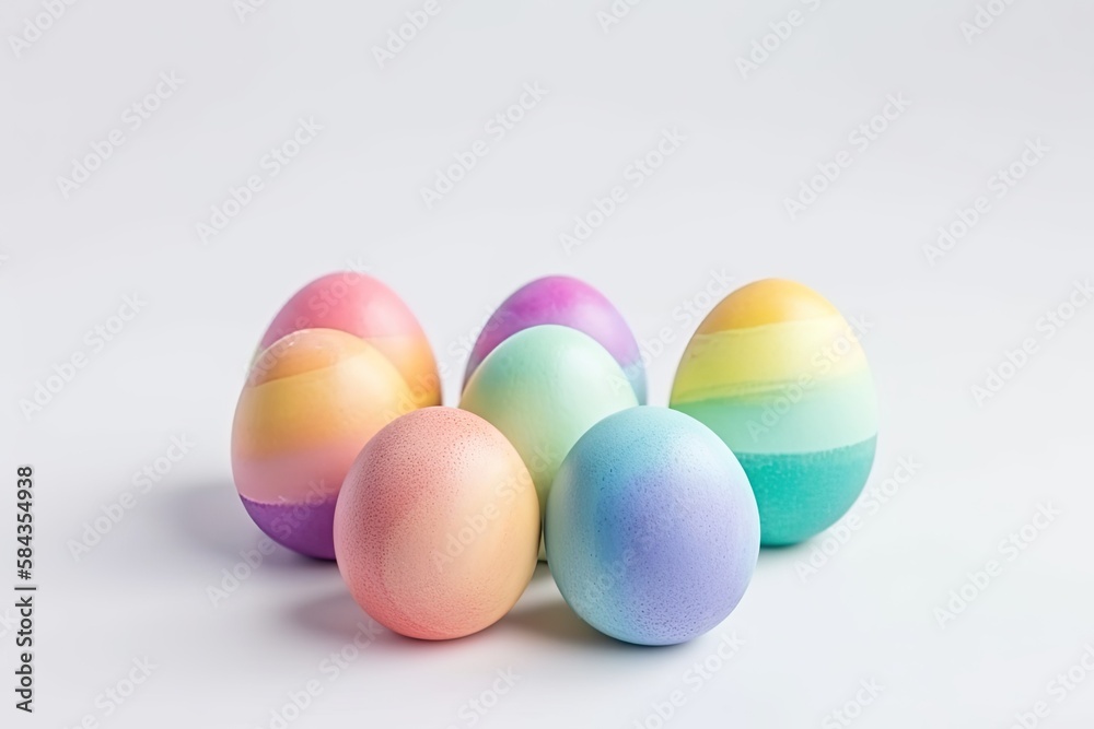 Pastel rainbow Easter eggs Isolated on a white background Pastel rainbow Easter eggs Isolated on a white background