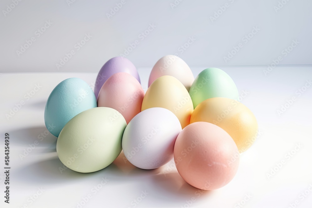 Pastel rainbow Easter eggs Isolated on a white background Pastel rainbow Easter eggs Isolated on a white background