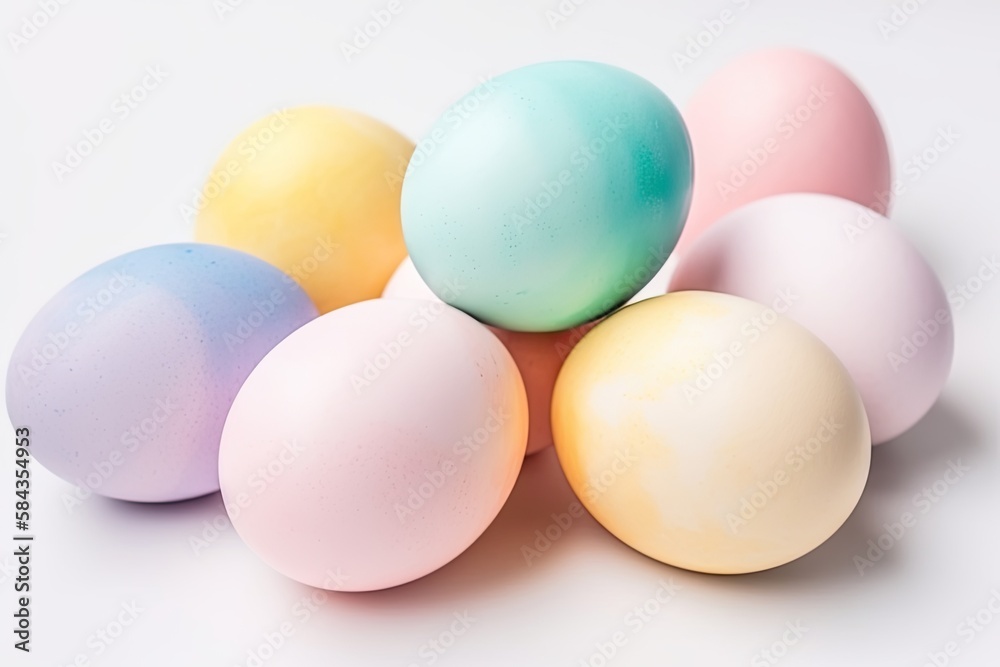 Pastel rainbow Easter eggs Isolated on a white background Pastel rainbow Easter eggs Isolated on a white background