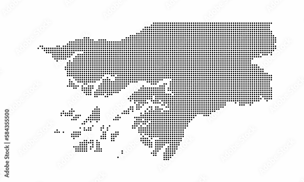 Guinea Bissau dotted map with grunge texture in dot style. Abstract vector illustration of a country map with halftone effect for infographic. 
