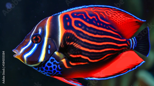 angelfish isolated on black background - generative AI
