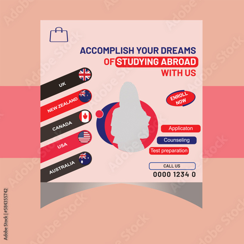 Study abroad social media post template
