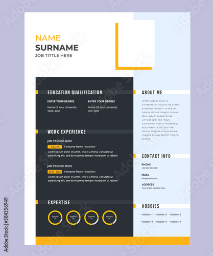 Clean and modern resume or cv template