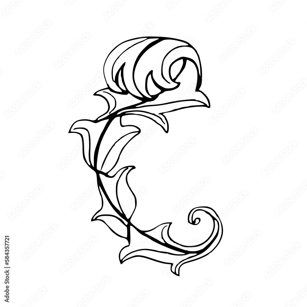 Obraz premium Vintage ink hand drawing acanthus leaf