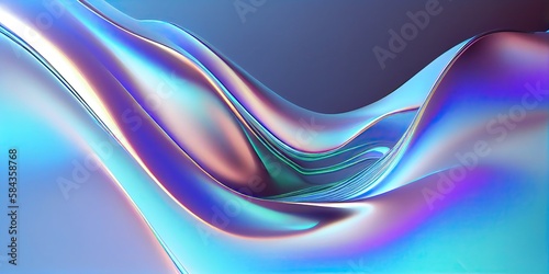 Fototapeta Naklejka Na Ścianę i Meble -  Abstract fluid 3D iridescent modern retro-futuristic holographic chromatic dynamic wave in motion. Ideal for backgrounds wallpapers banners posters and covers
