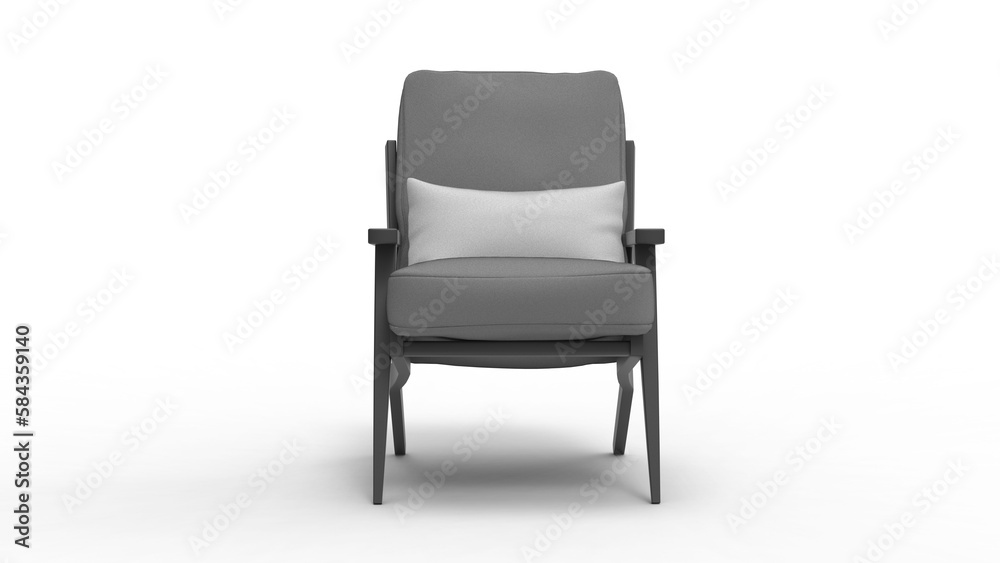 arm chair front view with shadow 3d render arm chair front view with shadow 3d render