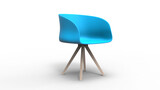 blue chair angle view with shadow 3d render