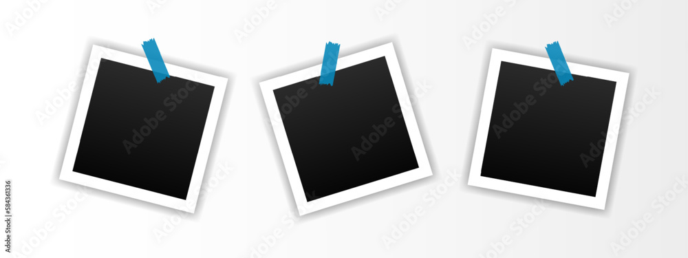 Photo Frame Collection. Polaroid photo frame set. Photo frames with realistic drop shadow vector effect, fixed with adhesive tape. Vector EPS 10 Photo Frame Collection. Polaroid photo frame set. Photo frames with realistic drop shadow vector effect, fixed with adhesive tape. Vector EPS 10