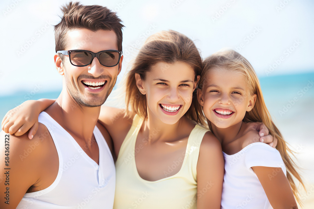 beautiful family at the beach (AI Generated) beautiful family at the beach (AI Generated)