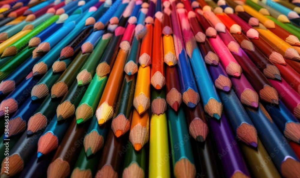  a large group of colored pencils arranged in a circle.  generative ai