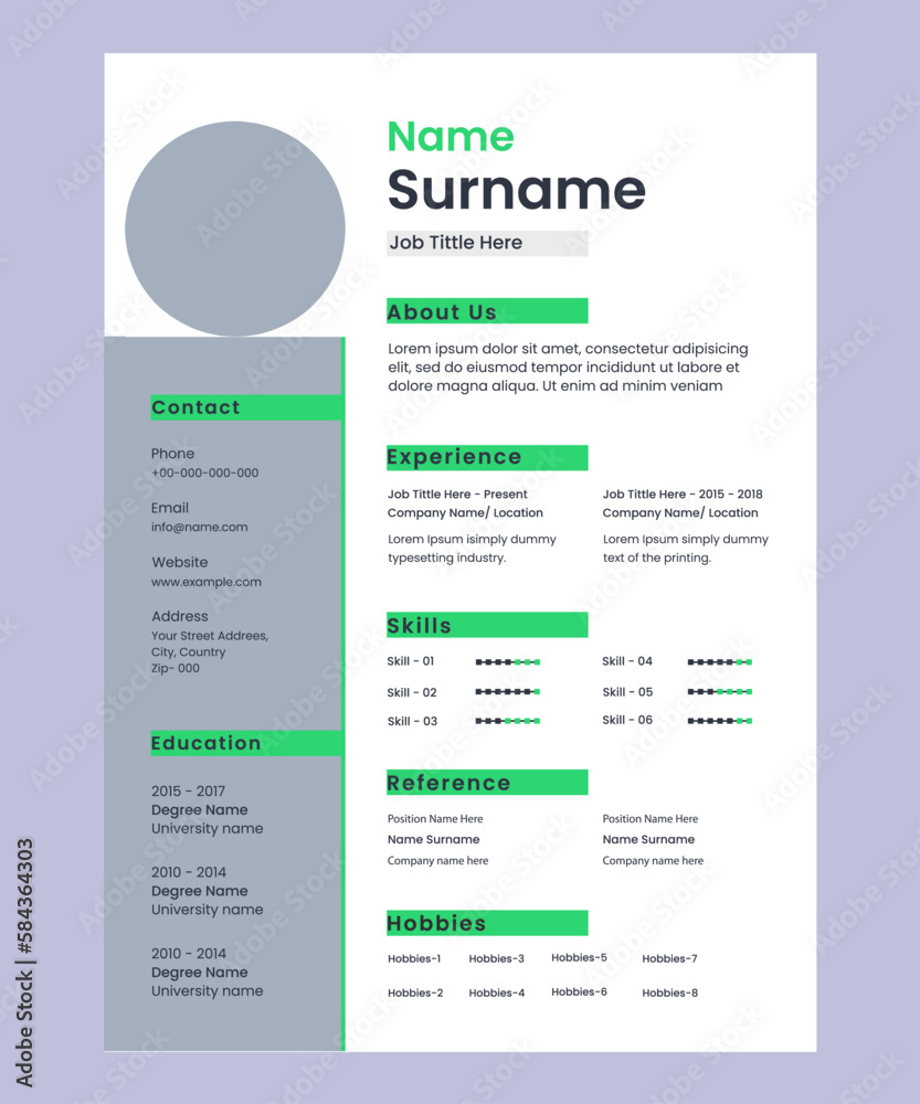 Curriculum cv resume template with modern style Curriculum cv resume template with modern style