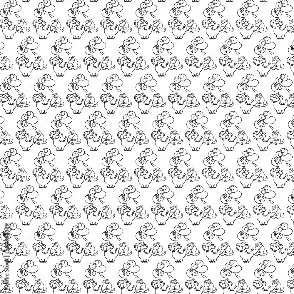 funny doodle dinosaur pattern