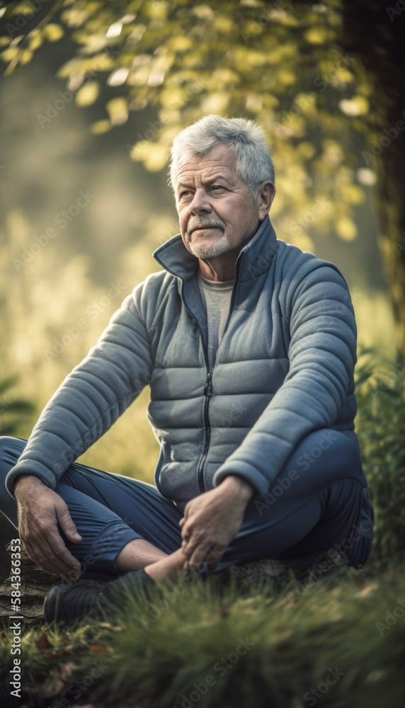 Fresh and healthy elderly senior man with a positive lifestyle, meditating Fresh and healthy elderly senior man with a positive lifestyle, meditating