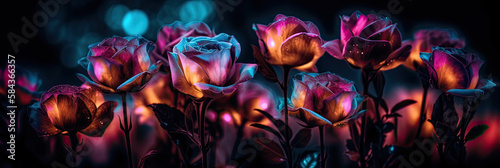 roses, bokeh background. Generative AI image.