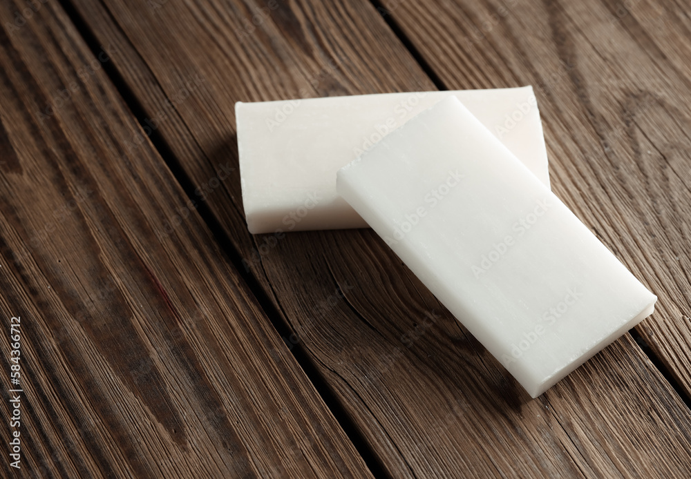 Bars of soap on a wooden table