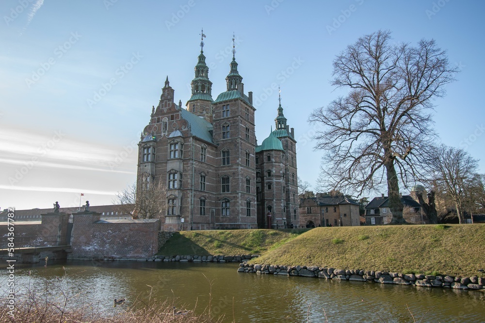 Famous Rosenborg Castle in Copenhagen, Denmark under a clear sky