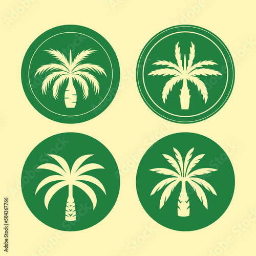 Luxury Minimalist Dates Palm Tree Silhouette Label Design Template