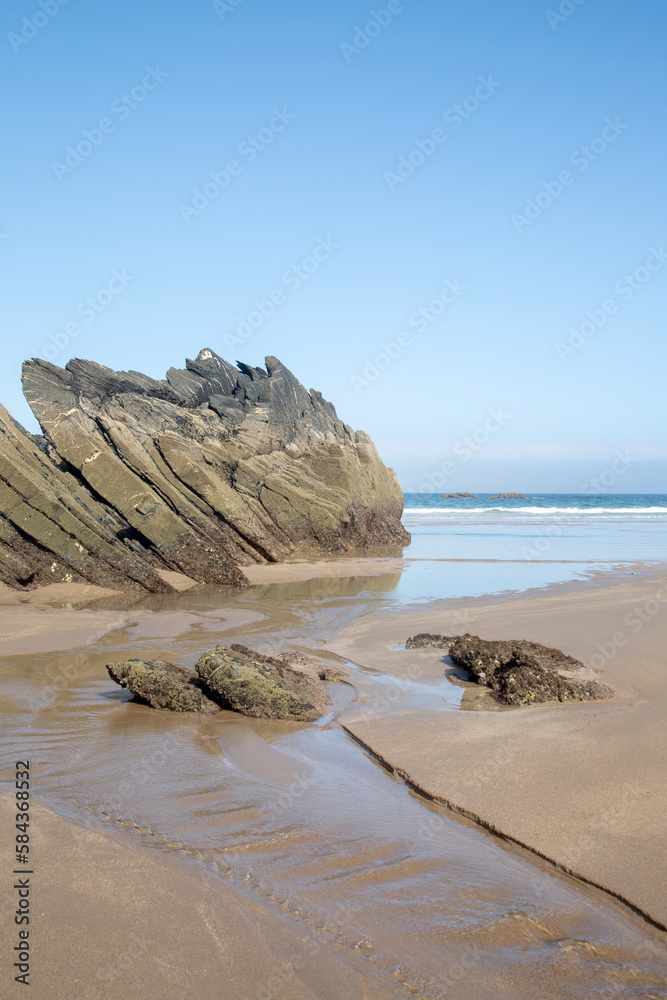 Rock Formation and Sand at Odeceixe Beach; Algarve; Portugal