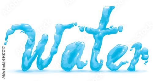 Water word in liquid effect and gradient style on white background, Vector illustration