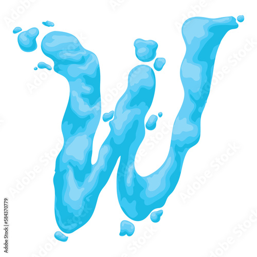 Giant W letter with watery effect over white background, Vector illustration