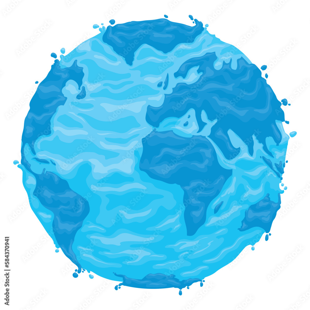 Blue globe with watery effect and drops over white background, Vector illustration Blue globe with watery effect and drops over white background, Vector illustration