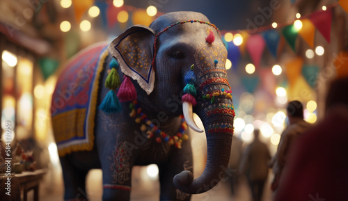 The Golden Adorned Indian Elephant  A Majestic Display of Culture and Tradition