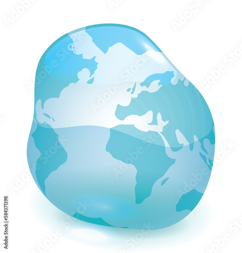 Irregular water drop with continents in gradient effect, Vector illustration