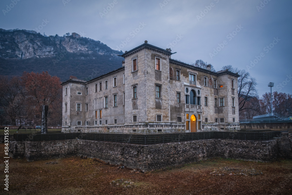 Trento, Italy - January 2023: Palazzo delle Albere, a 16th century villa-fortress built in Trento by the bishop-princes Madruzzo