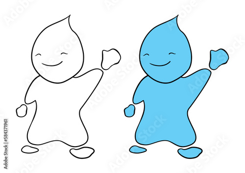 Character made with water drops in outline and flat style, Vector illustration