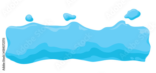 Horizontal sign with watery effect and droplets in cartoon style, Vector illustration