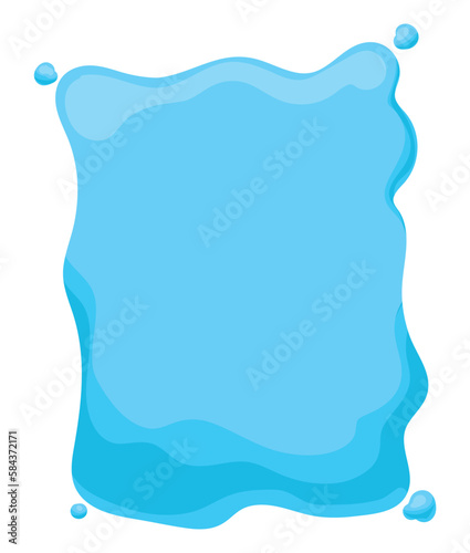 Blue template with rectangular and irregular sign like water splash, Vector illustration