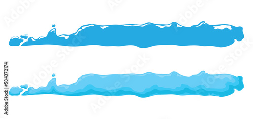 Two lines with watery effect in silhouette and cartoon style, Vector illustration