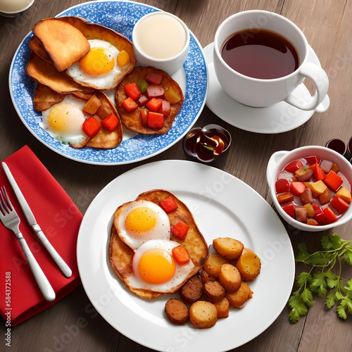 English Breakfast set, generative art by A.I.