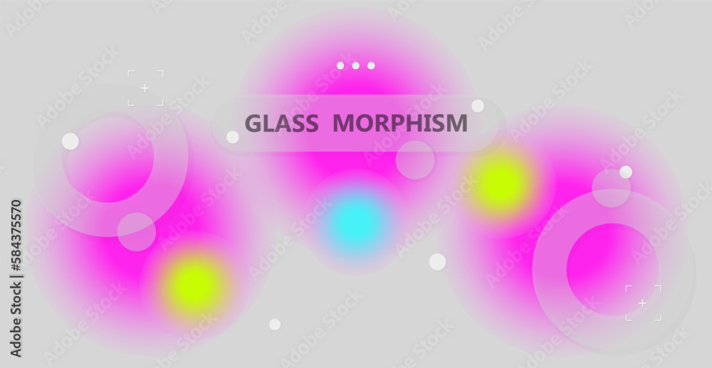 Abstract background in the style of Glassmorphism. Translucent elements, effect of glass, plastic.