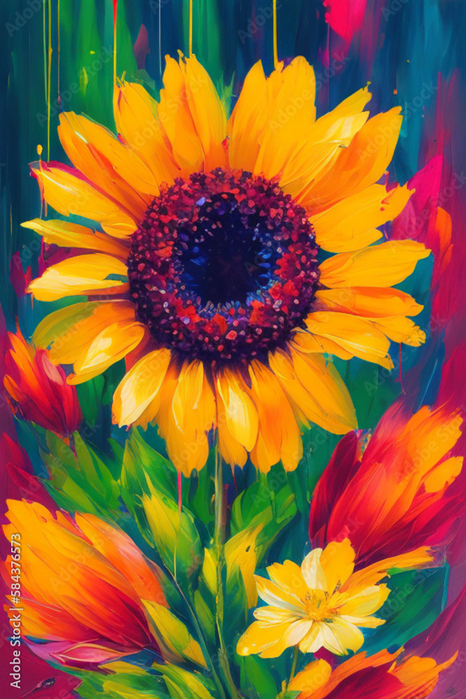 olpntng style, beautiful highly detailed photography of 1 flowers, sharp focus, dramatic, dynamic, lighting, elegant, colorful, centered, harmony, beauty, masterpiece, Generative AI