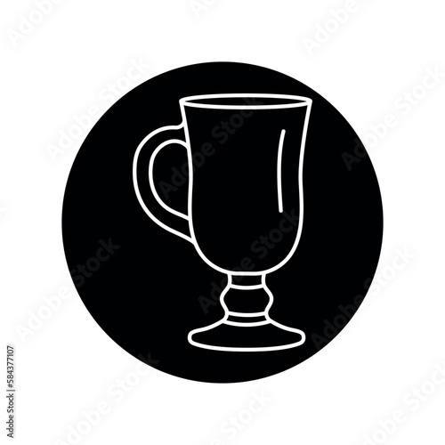 Glass for irish coffee black line icon. Dishware