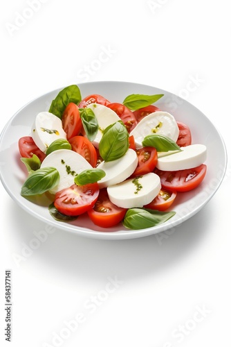 tomates et mozzarella en salade dans une belle assiette, illustration culinaire, ia générative 5