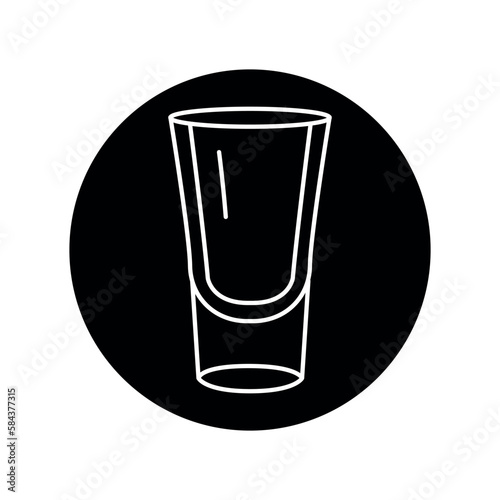 Glass for vodka black line icon. Dishware