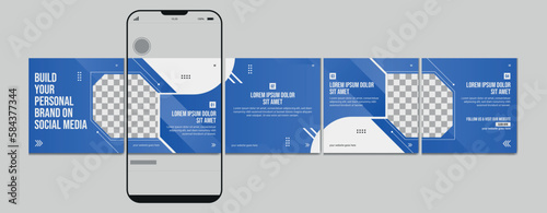 Set Of Instagram Carousel Post Template, Editable Instagram carousel post, social media carousel post for business, template eps 10.