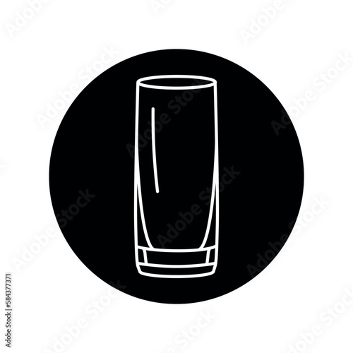 Glass of highball black line icon. Dishware