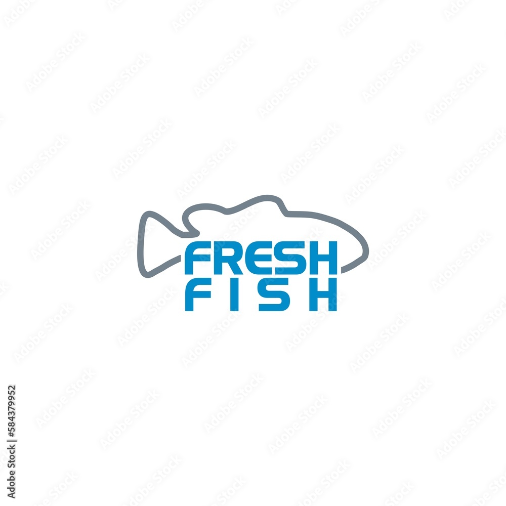 Fresh fish logo. Abstract fish icon isolated on white background Fresh fish logo. Abstract fish icon isolated on white background